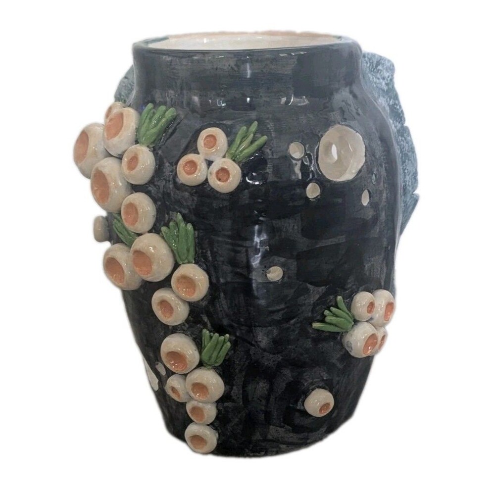 Handmade Ceramic Barnacle Luminary Vase Ocean Sea Life Art Pottery
